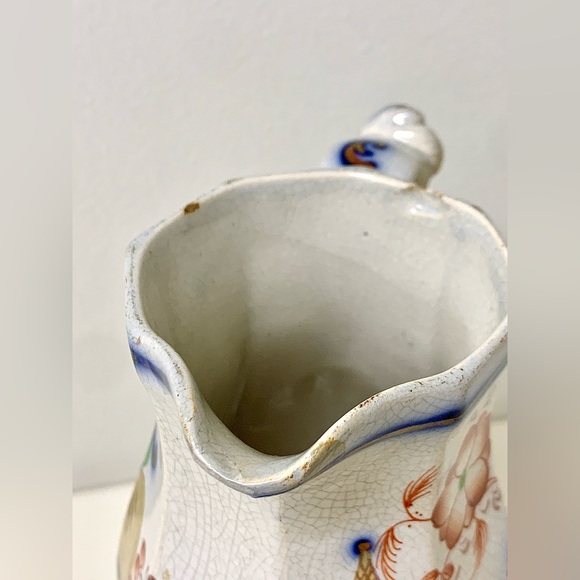19th Century Antique Gaudy Welsh PAGODA Octagonal Lustreware Pitcher Jug 550 - Picture 8 of 16